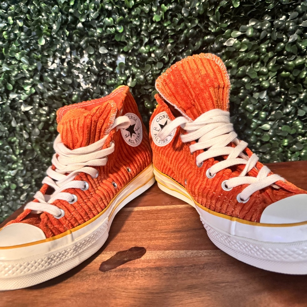 Converse All Star Chuck Corduroy Orange High Tops unisex - women size 8.5 - Picture 11 of 11